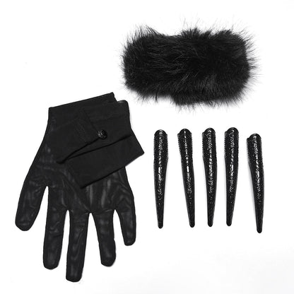 Punk Rave Gothic Gloves Fluffy Claw - QHA UK