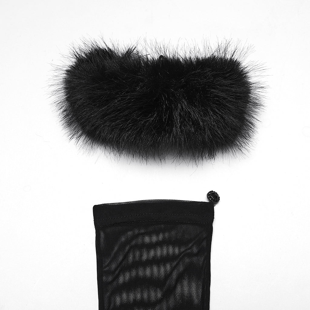 Punk Rave Gothic Gloves Fluffy Claw - QHA UK