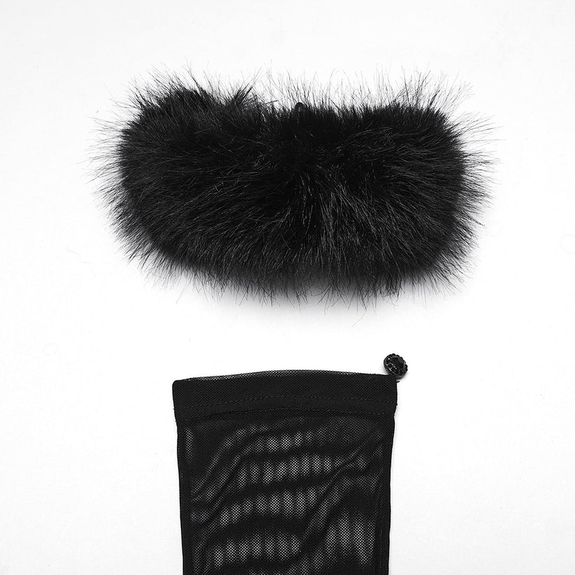 Punk Rave Gothic Gloves Fluffy Claw - QHA UK