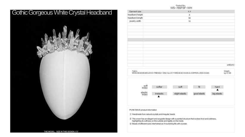 Punk Rave Headband White Crystal - QHA UK