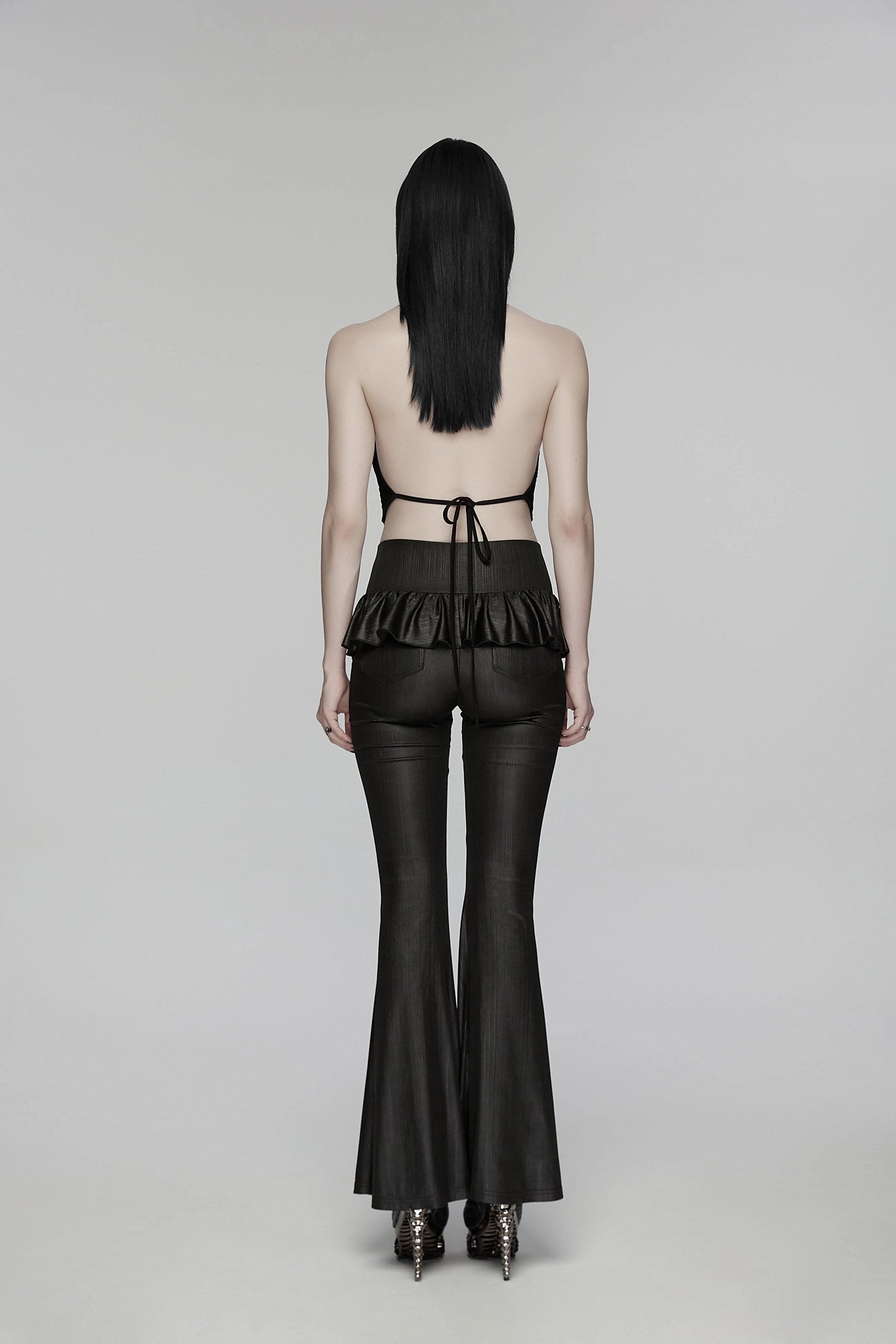 Punk Rave Women's Gothic Camisole Top Embroidery and Tie Back UK 8-16 - Back View - QHA UK
