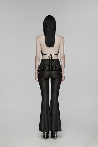 Punk Rave Women's Gothic Camisole Top Embroidery and Tie Back UK 8-16 - Back View - QHA UK