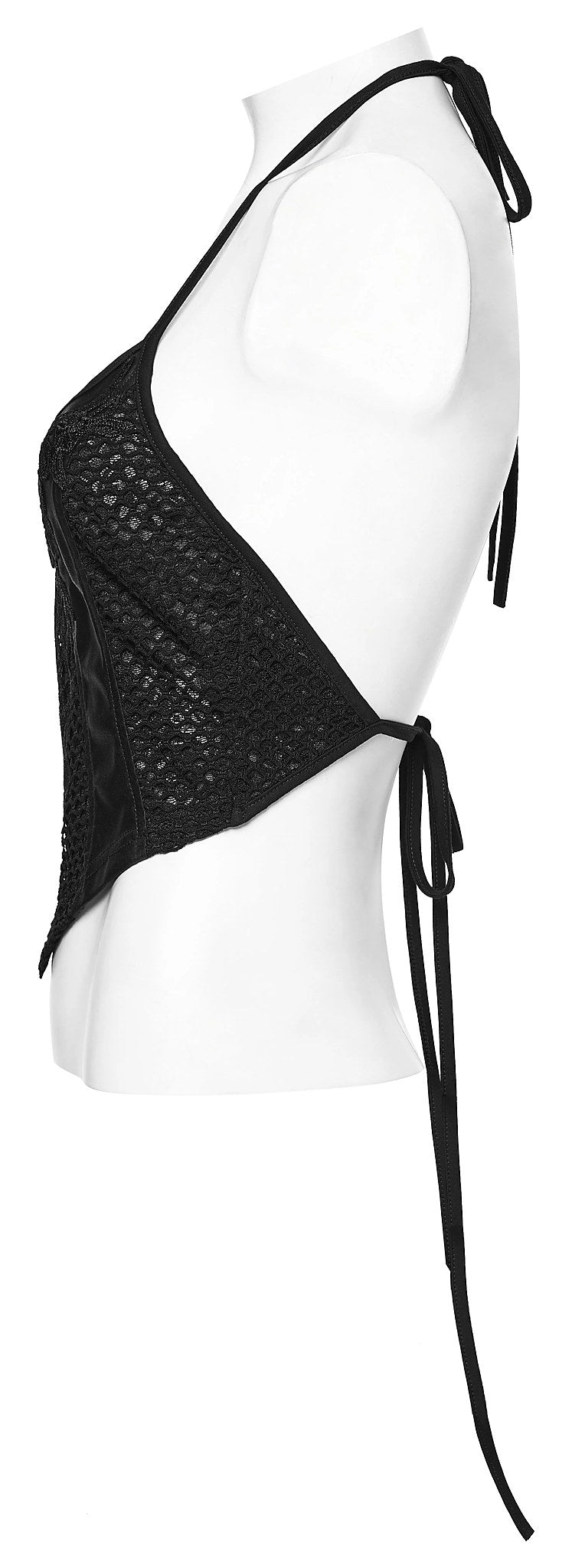 Punk Rave Women's Gothic Camisole Top Embroidery and Tie Back UK 8-16 - Back View - QHA UK