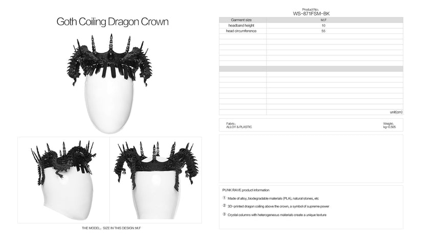 Punk Rave Gothic Crown Coiling Dragon - QHA UK