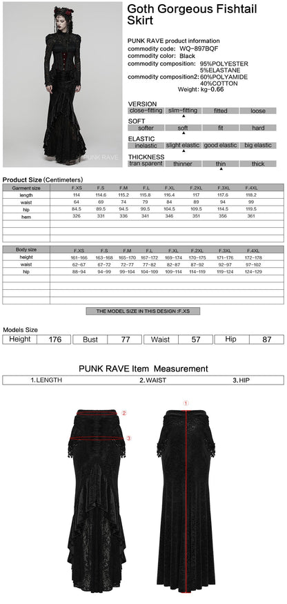 Punk Rave Gothic Skirt Fishtail UK 8-22 - QHA UK