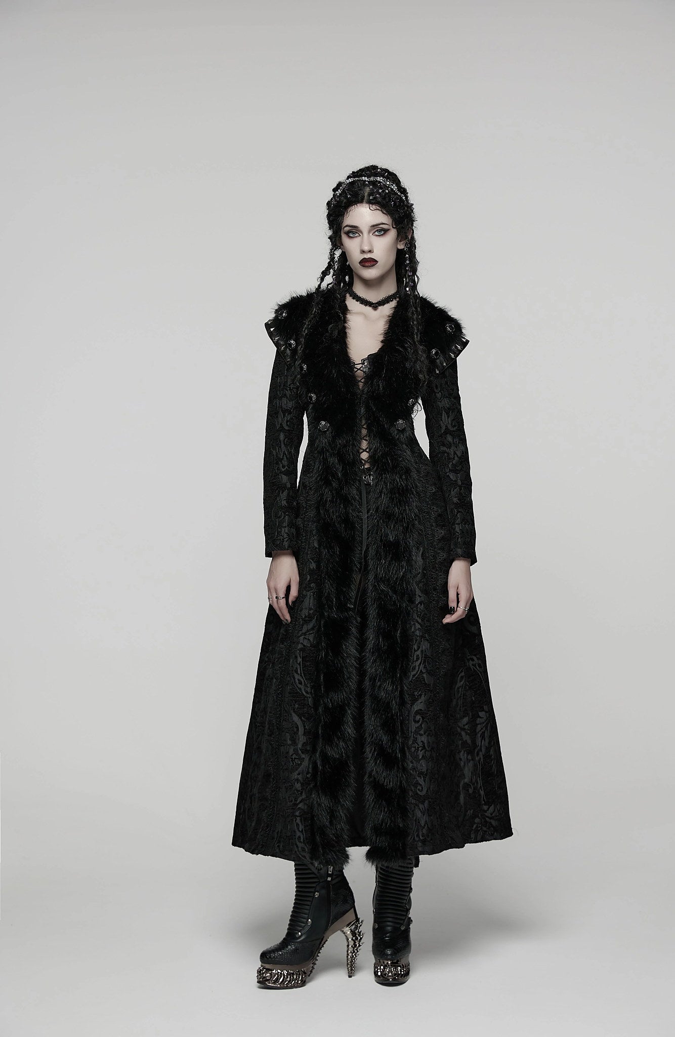 Punk Rave Gothic Coat Plush UK 8-22 - QHA UK
