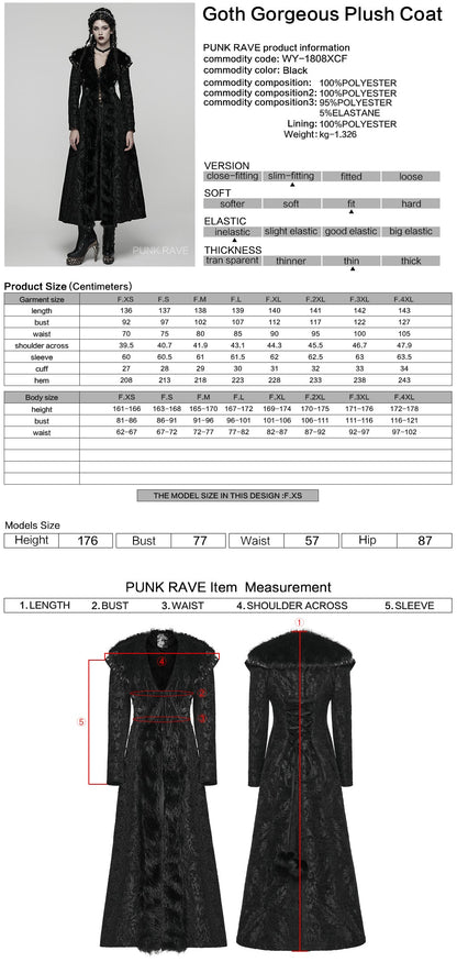 Punk Rave Gothic Coat Plush UK 8-22 - QHA UK