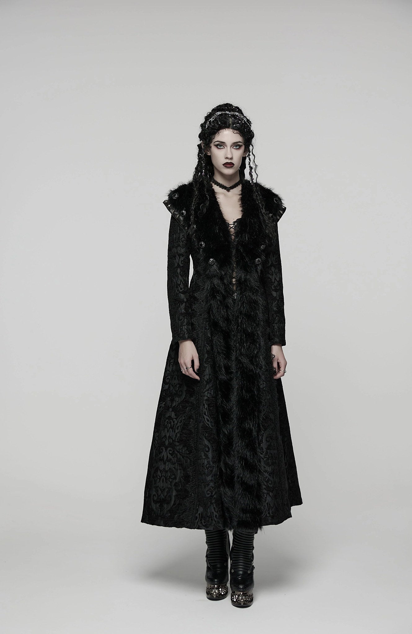 Punk Rave Gothic Coat Plush UK 8-22 - QHA UK