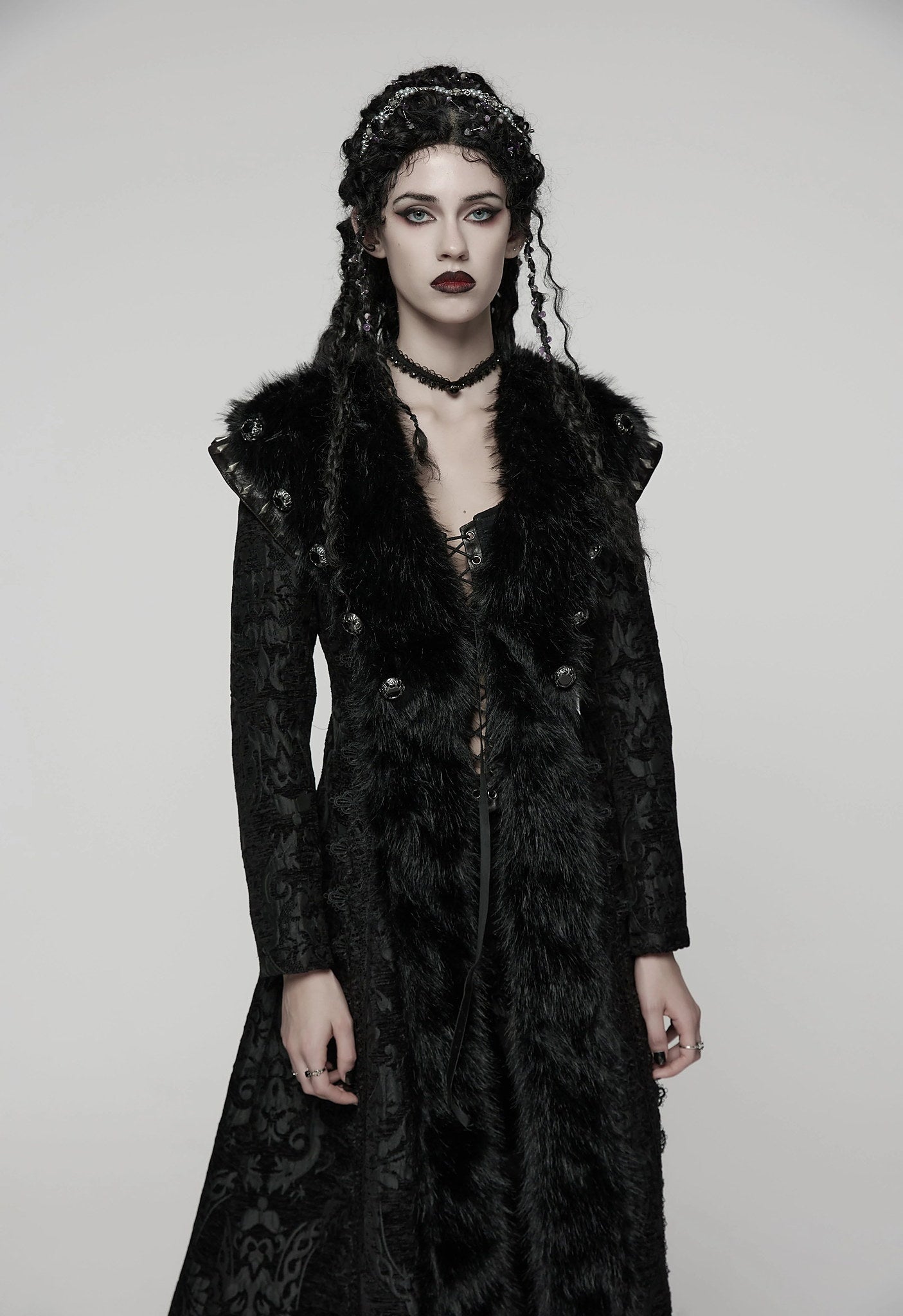 Punk Rave Gothic Coat Plush UK 8-22 - QHA UK