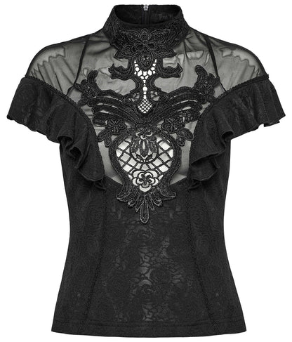 Punk Rave Gothic Blouse Applique Top UK 8-22 - QHA UK