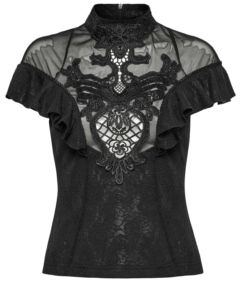 Punk Rave Gothic Blouse Applique Top UK 8-22 - QHA UK