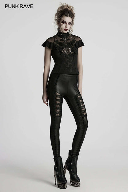 Punk Rave Gothic Blouse Applique Top UK 8-22 - QHA UK