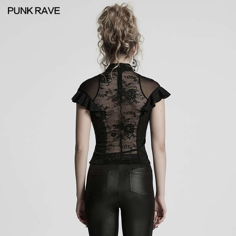 Punk Rave Gothic Blouse Applique Top UK 8-22 - QHA UK