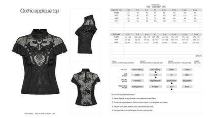 Punk Rave Gothic Blouse Applique Top UK 8-22 - QHA UK
