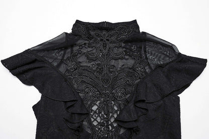 Punk Rave Gothic Blouse Applique Top UK 8-22 - QHA UK