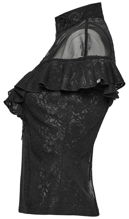 Punk Rave Gothic Blouse Applique Top UK 8-22 - QHA UK