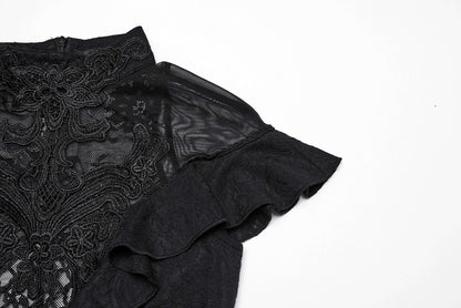 Punk Rave Gothic Blouse Applique Top UK 8-22 - QHA UK