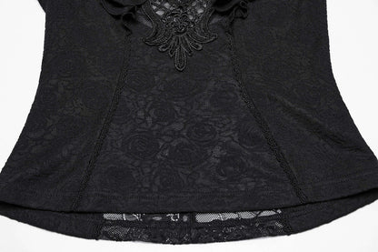 Punk Rave Gothic Blouse Applique Top UK 8-22 - QHA UK