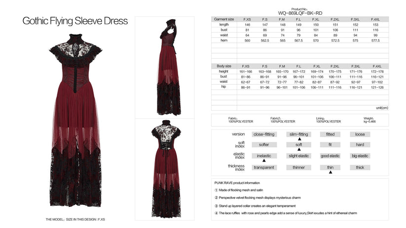 Punk Rave Gothic Dress Flying Sleeve UK 8-22 - Sleeve Detail - QHA UK