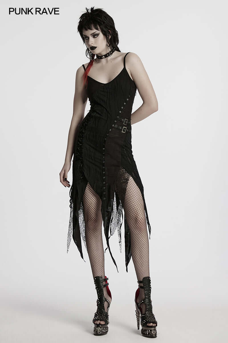 Punk Rave Dress Honey Irregular Split UK 8-22 - QHA UK