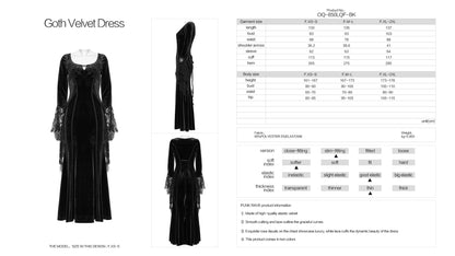 Punk Rave Dress Isolde Velvet Lace Sleeve Black UK 8-16 - Sleeve Detail - QHA UK
