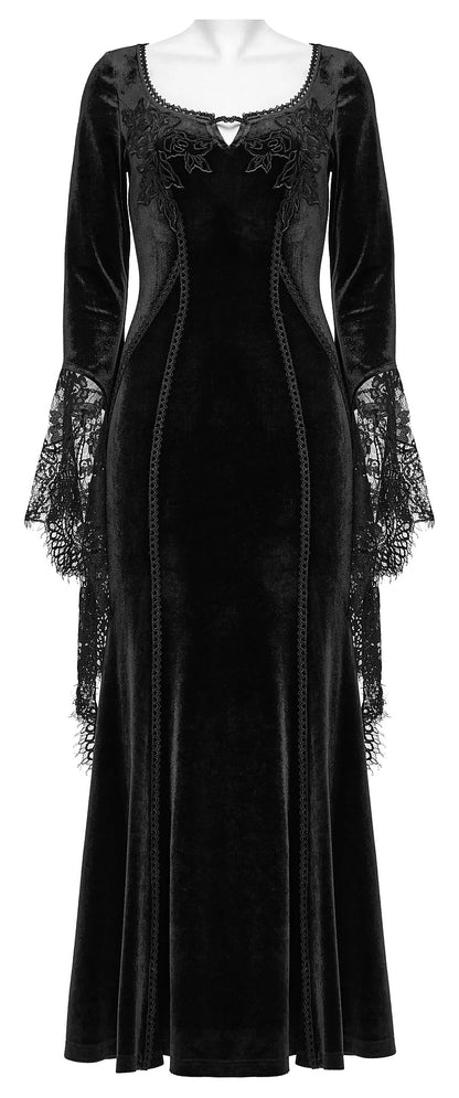 Punk Rave Dress Isolde Velvet Lace Sleeve Black UK 8-16 - Sleeve Detail - QHA UK