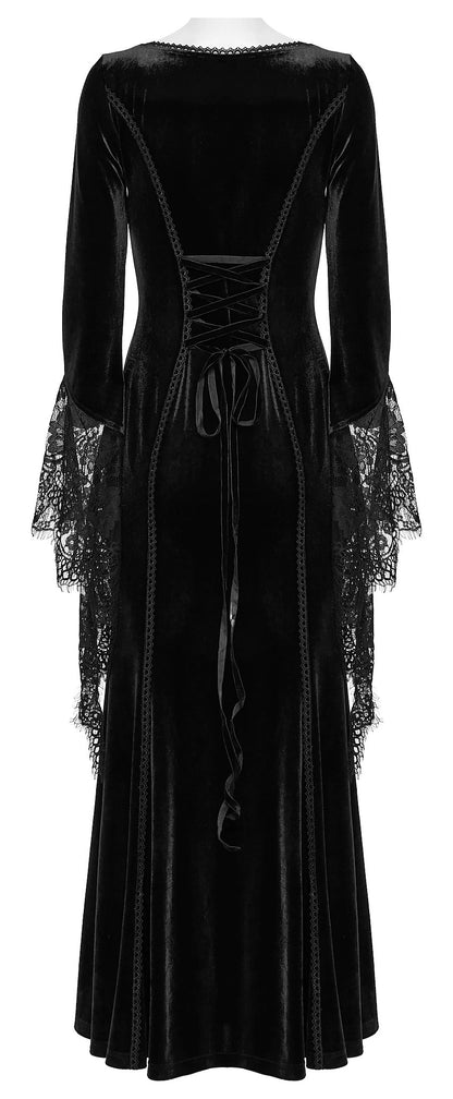 Punk Rave Dress Isolde Velvet Lace Sleeve Black UK 8-16 - Sleeve Detail - QHA UK