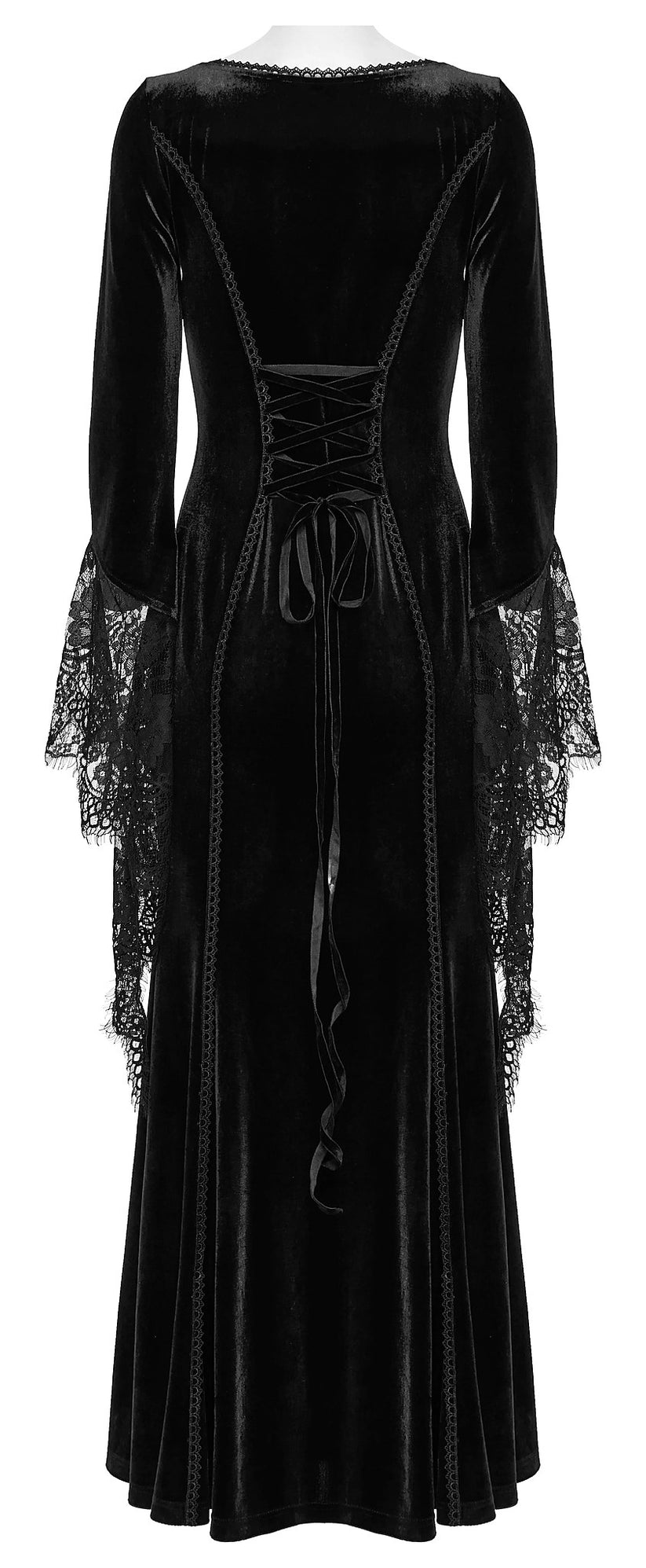 Punk Rave Dress Isolde Velvet Lace Sleeve Black UK 8-16 - Sleeve Detail - QHA UK