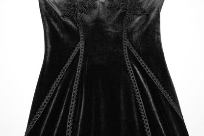 Punk Rave Dress Isolde Velvet Lace Sleeve Black UK 8-16 - Sleeve Detail - QHA UK