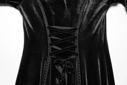 Punk Rave Dress Isolde Velvet Lace Sleeve Black UK 8-16 - Sleeve Detail - QHA UK