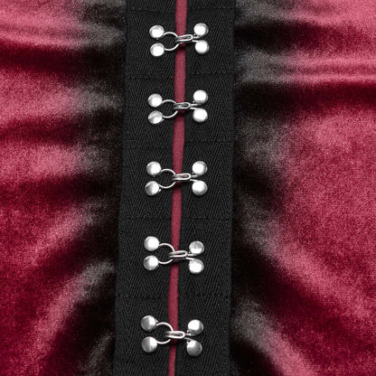 Punk Rave Top Leticia Burgundy Gradient Velvet with Hooks and Eyes - QHA UK