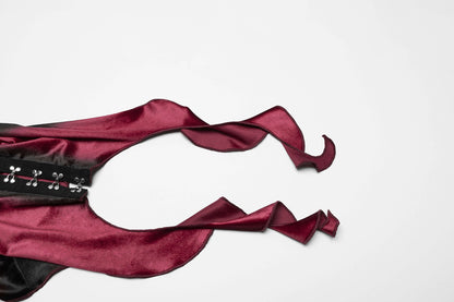 Punk Rave Top Leticia Burgundy Gradient Velvet with Hooks and Eyes - QHA UK