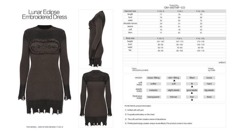 Punk Rave Dress Lunar Eclipse Embroidered UK 8-16 - QHA UK