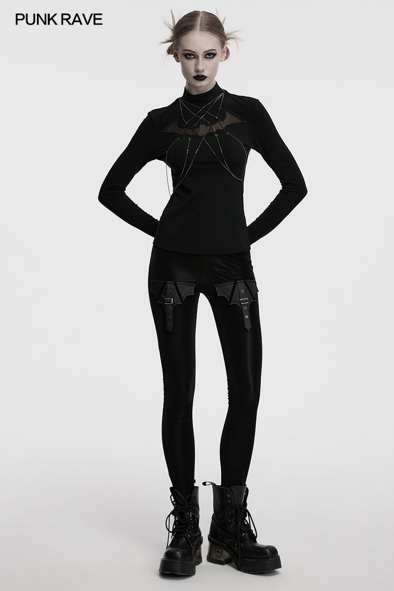 Punk Rave Women's Gothic Jumper Morrigan Bat Chain Top Black UK 8-16 - QHA UK