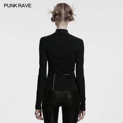 Punk Rave Women's Gothic Jumper Morrigan Bat Chain Top Black UK 8-16 - QHA UK