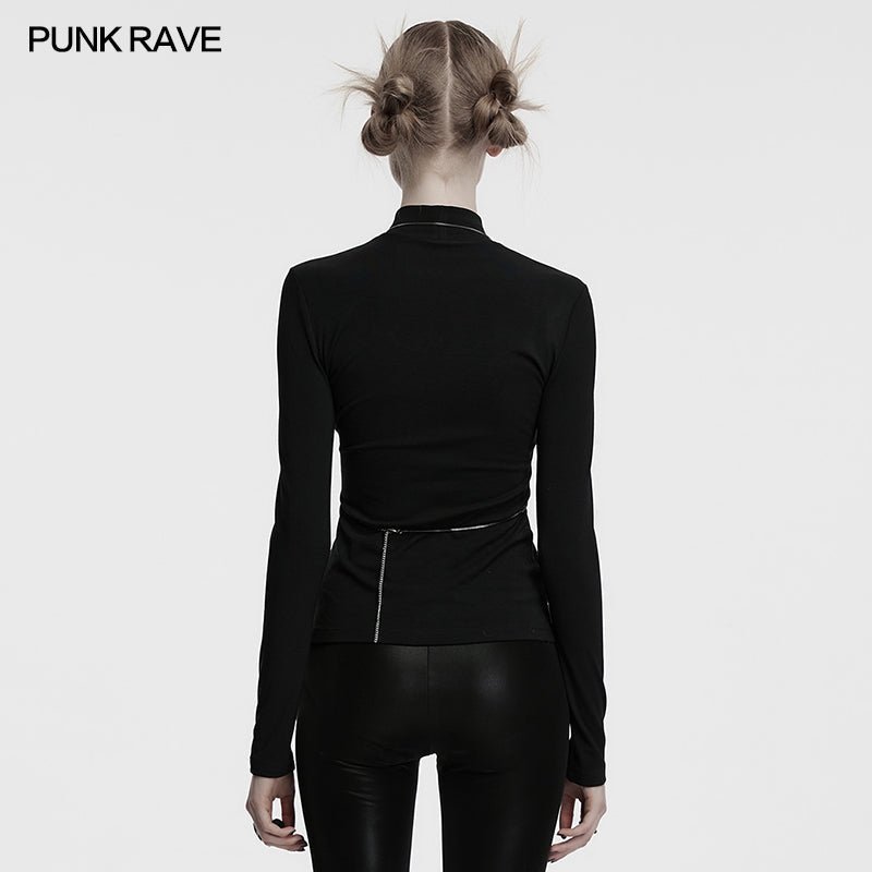 Punk Rave Women's Gothic Jumper Morrigan Bat Chain Top Black UK 8-16 - QHA UK