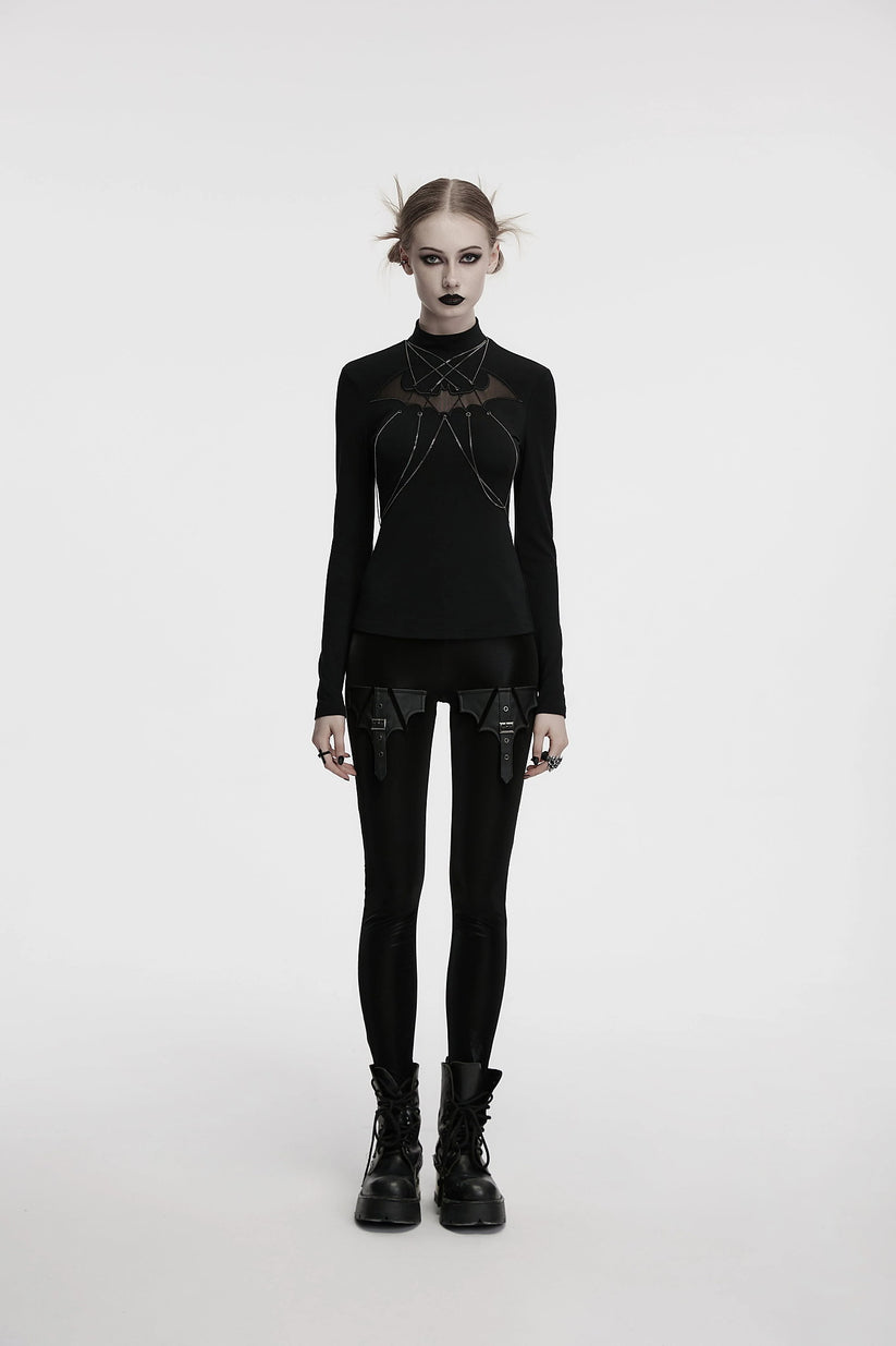Punk Rave Women's Gothic Jumper Morrigan Bat Chain Top Black UK 8-16 - QHA UK