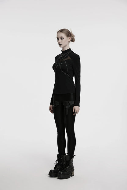 Punk Rave Women's Gothic Jumper Morrigan Bat Chain Top Black UK 8-16 - QHA UK