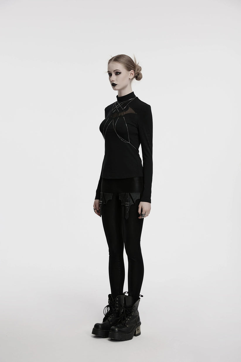 Punk Rave Women's Gothic Jumper Morrigan Bat Chain Top Black UK 8-16 - QHA UK