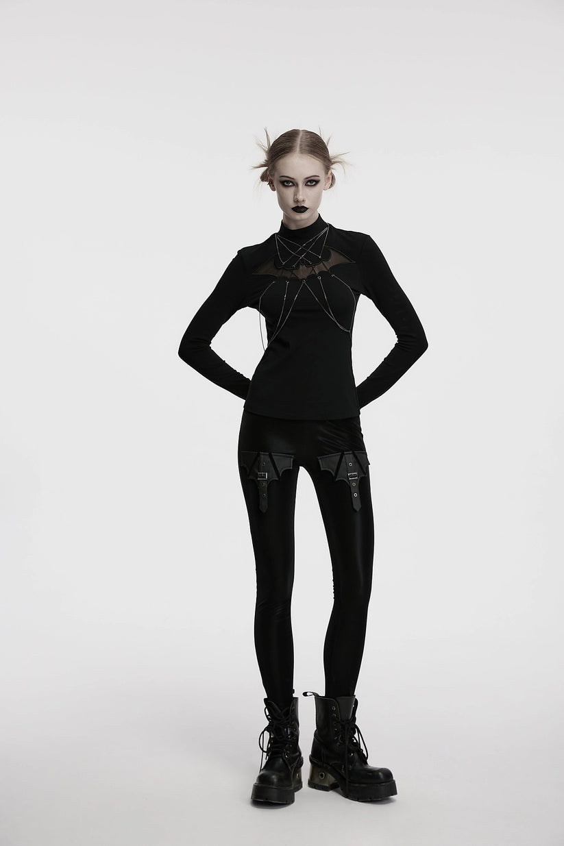 Punk Rave Women's Gothic Jumper Morrigan Bat Chain Top Black UK 8-16 - QHA UK