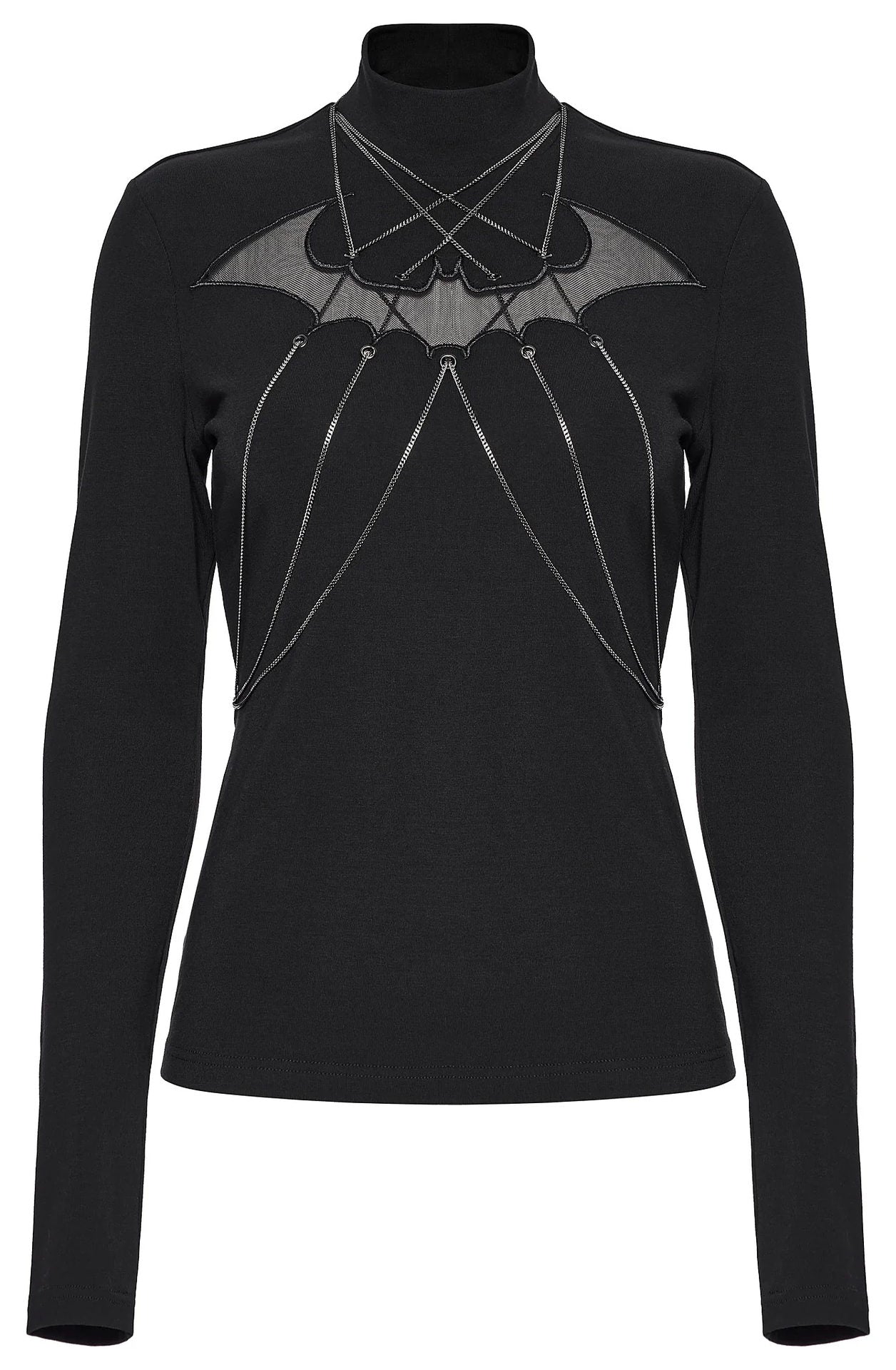 Punk Rave Women's Gothic Jumper Morrigan Bat Chain Top Black UK 8-16 - QHA UK