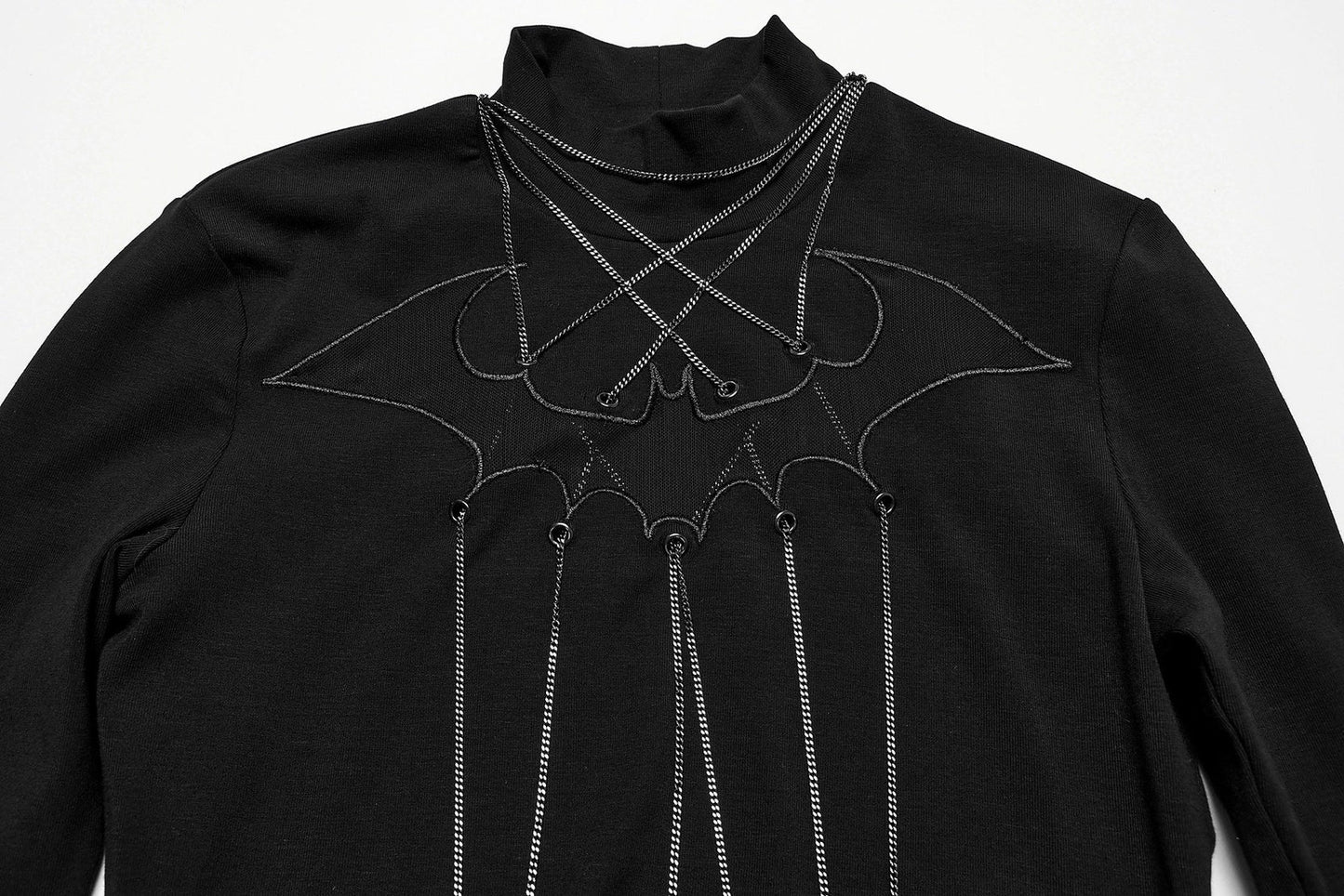 Punk Rave Women's Gothic Jumper Morrigan Bat Chain Top Black UK 8-16 - QHA UK