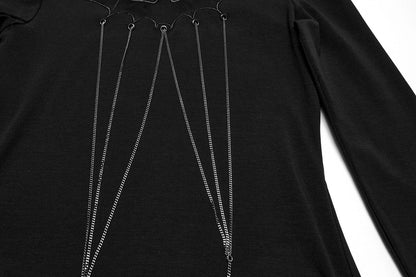 Punk Rave Women's Gothic Jumper Morrigan Bat Chain Top Black UK 8-16 - QHA UK