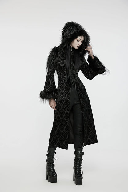 Punk Rave Gothic Coat Morrigan Jacquard Black UK 8-22 - QHA UK