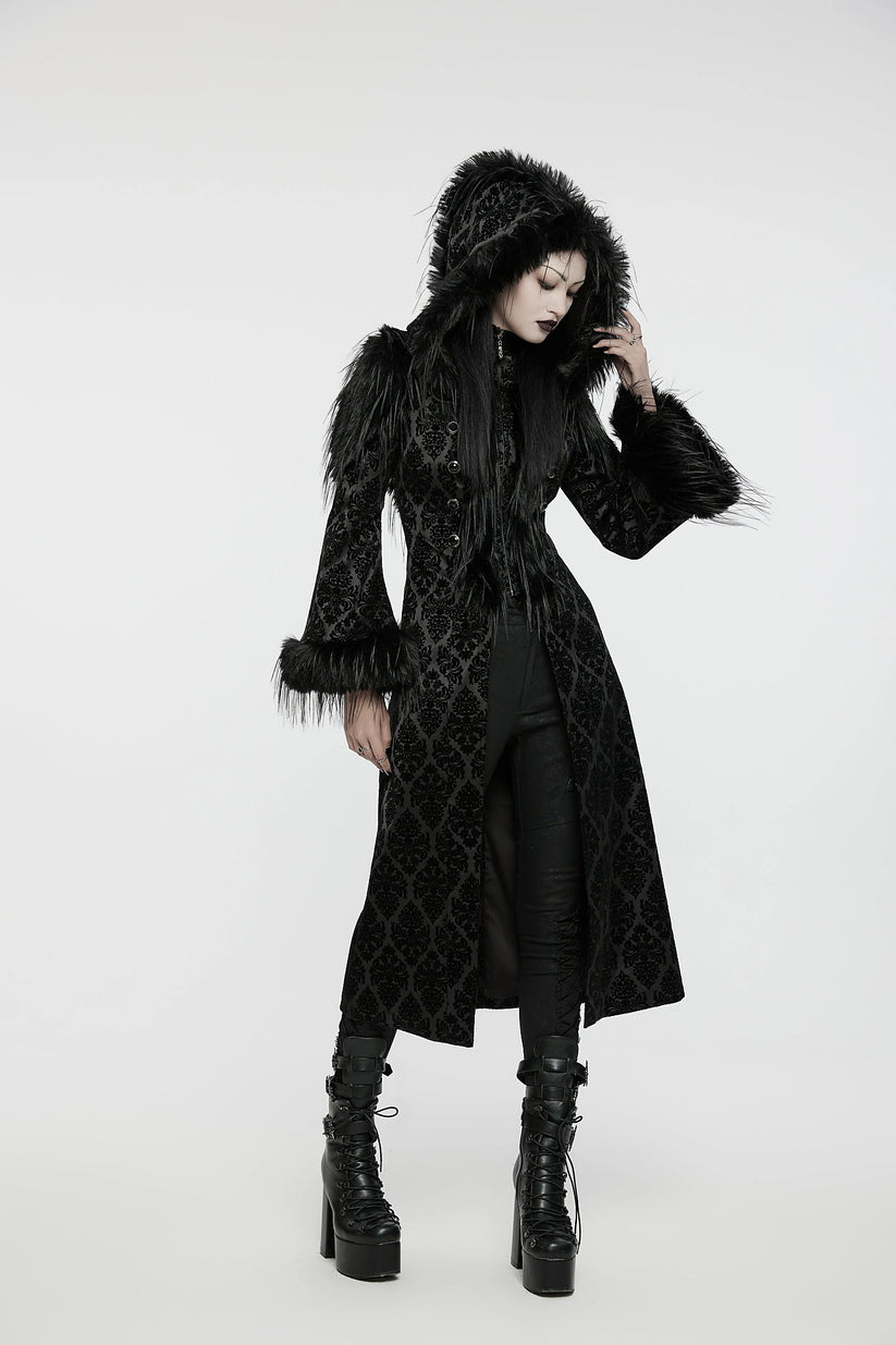 Punk Rave Gothic Coat Morrigan Jacquard Black UK 8-22 - QHA UK