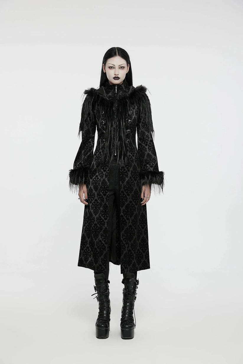Punk Rave Gothic Coat Morrigan Jacquard Black UK 8-22 - QHA UK