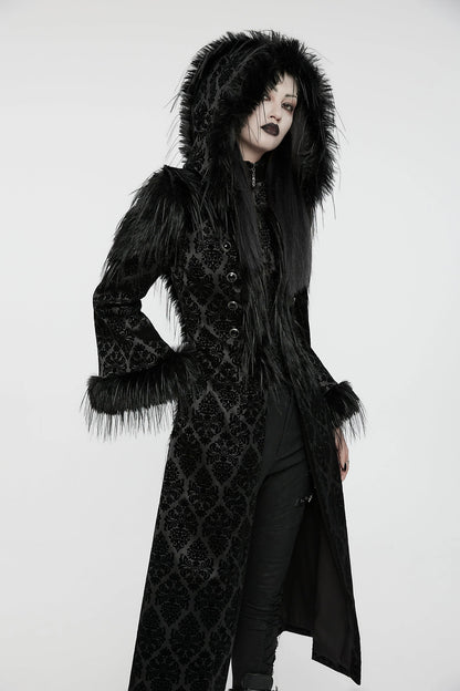 Punk Rave Gothic Coat Morrigan Jacquard Black UK 8-22 - QHA UK