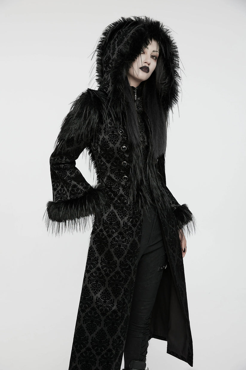 Punk Rave Gothic Coat Morrigan Jacquard Black UK 8-22 - QHA UK