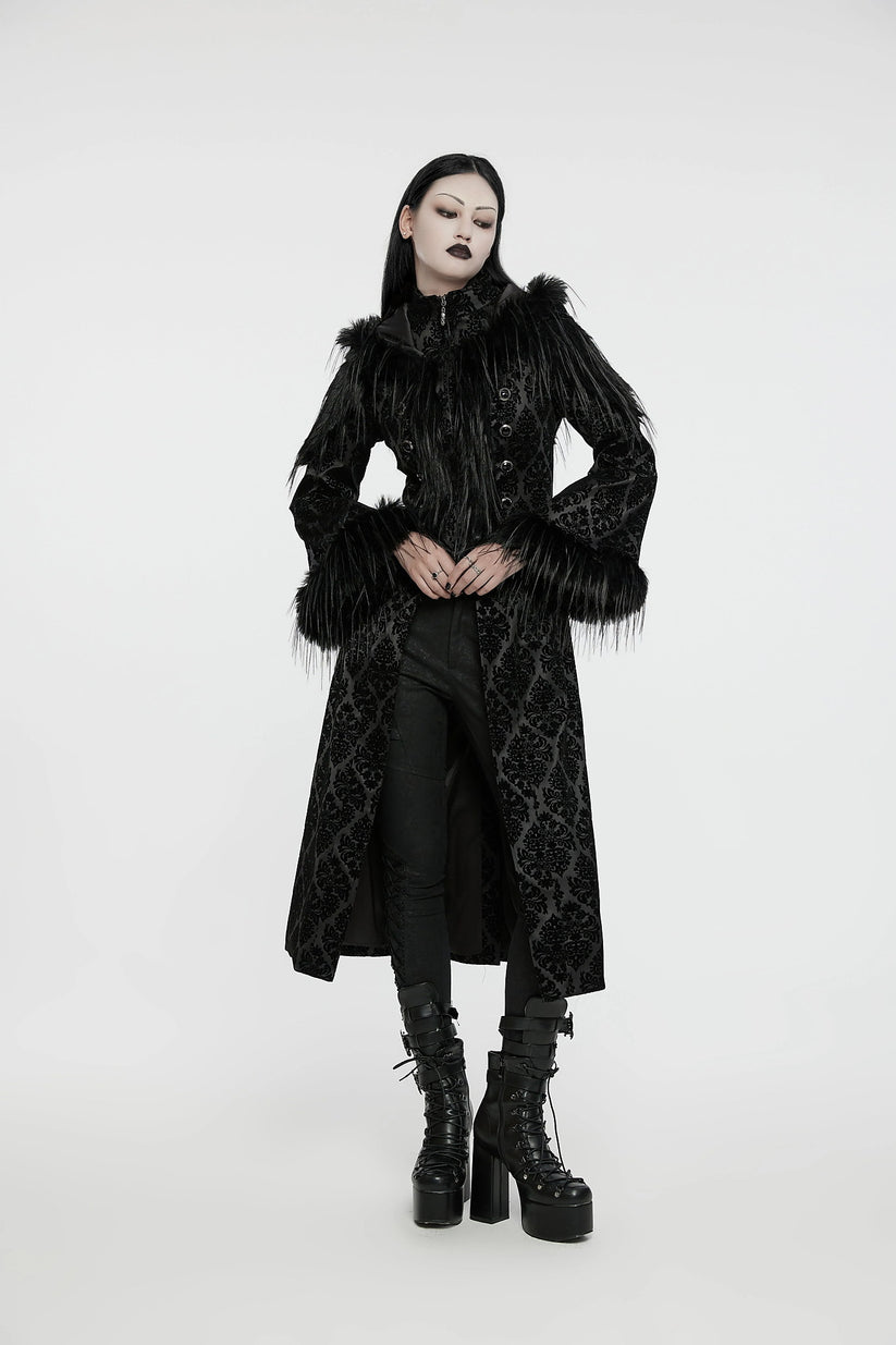 Punk Rave Gothic Coat Morrigan Jacquard Black UK 8-22 - QHA UK