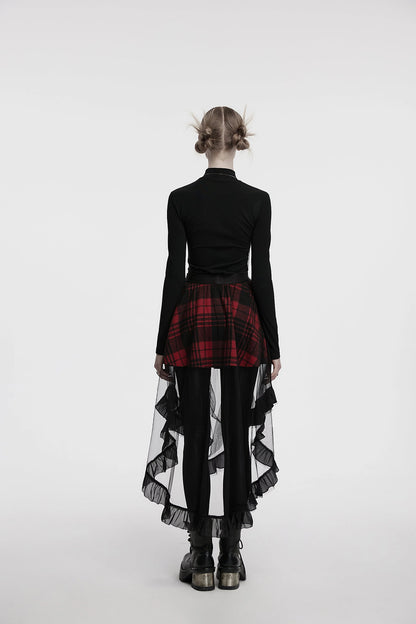 Punk Rave Skirt Morrigan Mesh Plaid High-Low UK 8-16 - QHA UK